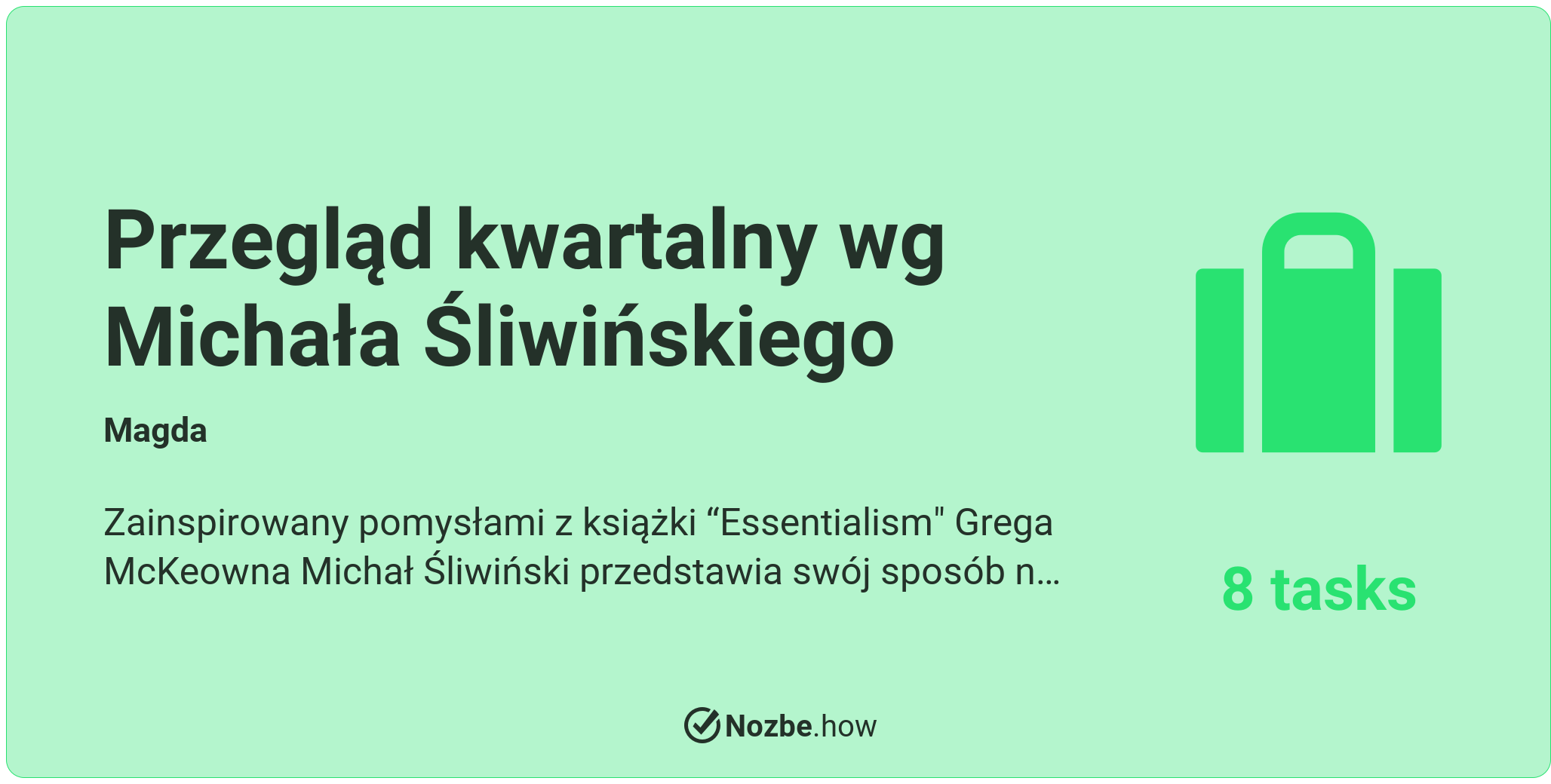 Przegląd kwartalny wg Michała Śliwińskiego